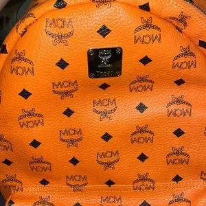 MCM | Bags | Orange Silver Studded Mcm Backpack | Poshmark display picture 1